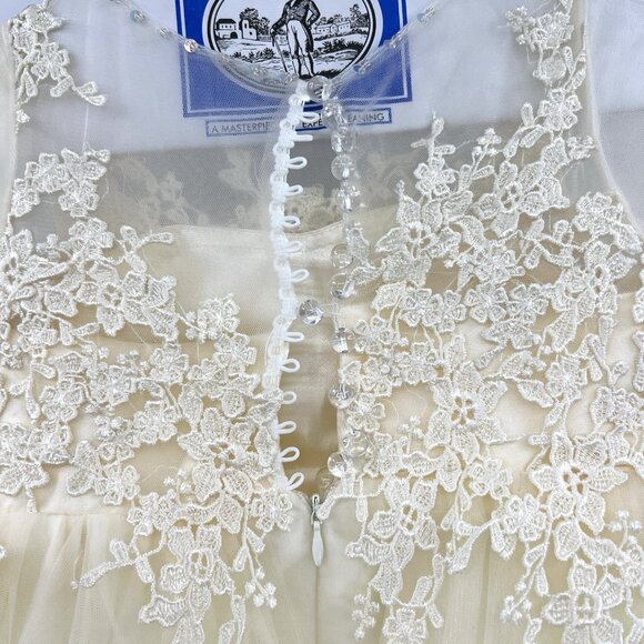 Flower Girl Lace Tulle Ivory Full Length Gown Toddler 5 - Picture 7 of 7